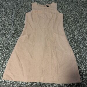 ANN TAYLOR Sleeveless Sheath Wool Dress Pink US 6 Round Neck Knee Length Pockets